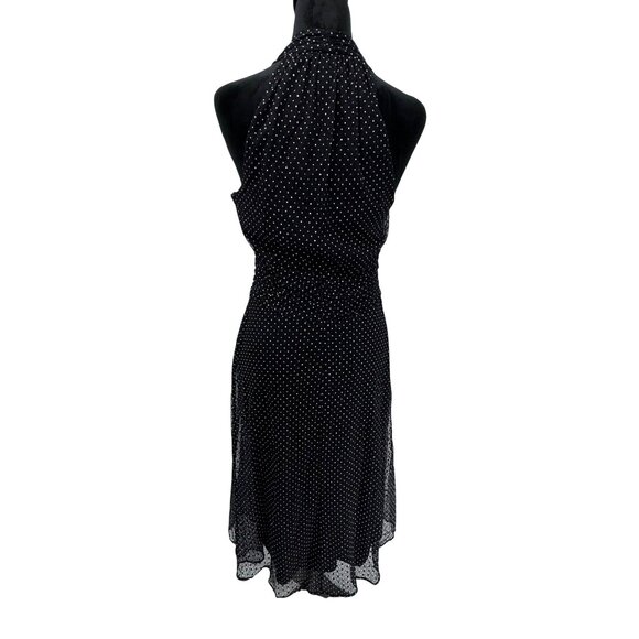 Evan Picone Polka Dot Halter Mesh Dress Women 14 Tank Empire Waist Y2K Babydoll - Picture 6 of 7